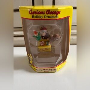 Vintage Trevco Curious George "George With Toy Box" Holiday Ornament Christmas